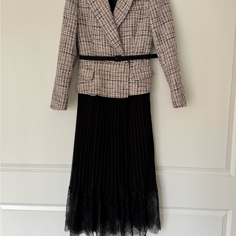 Self-Portrait tweed dress with belt